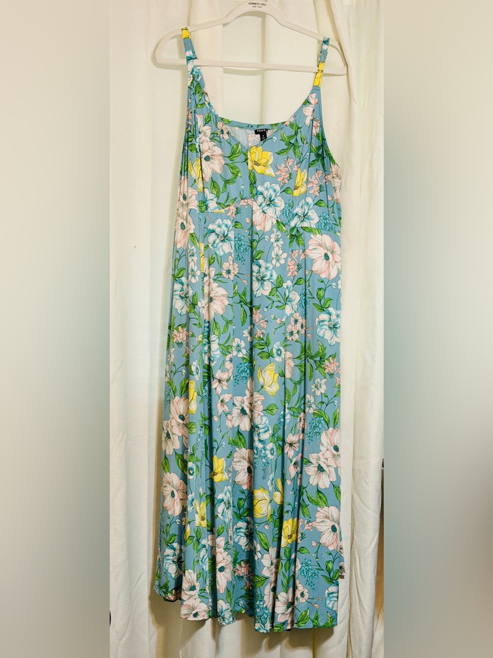Torrid Size 3X Sky Blue Floral Maxi Dress with Pink & Yellow Blooms